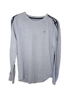 Hollister Grey Long Sleeve Thermal Black Logo Sleeves | Size XS Extra Small - Picture 1 of 22