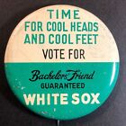 Bouton épinglé en acier Cool Feet Bachelor's Friend White Sox 2" c1940-50