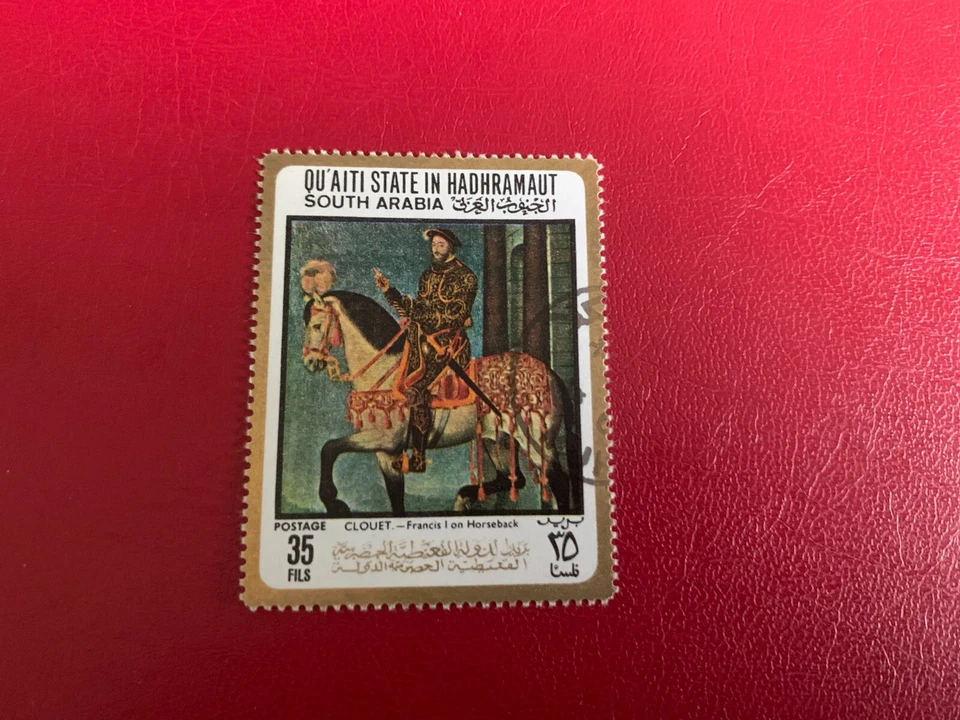 SOUTH ARABIA QU'AITI STATE HADHRAMAUT 1967 USADO ART CLOUET FRANCIS I CABALLO Foto 1 de 1