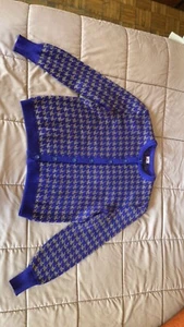 cardigan donna lana Maglieria di Lusso Seba blu con lavorazioni filo d’orato - Foto 1 di 4