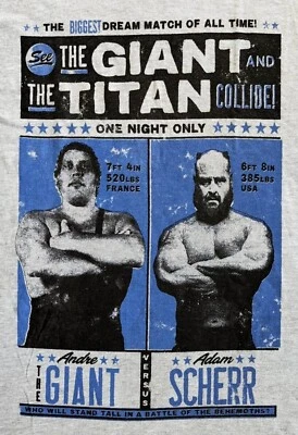 WWE Andre The Giant Vs Adam Scherr / Braun Strowman Dream Match Size XL Shirt  - Image 1 of 2