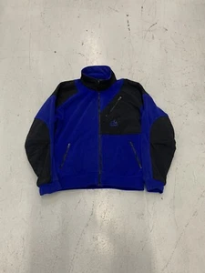 Vintage Marmot Fleece LARGE 90s Blue Polyester Zip Up Jacket Made In USA Gorp - Picture 1 of 8
