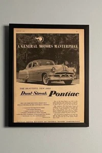 Pontiac Vintage Impresión de Pared Publicidad Decoración Enmarcada 1953 Doble Raya GM - Imagen 1 de 3