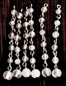 2 Moonstone Clambroth VTG Glass Bead Drop Strings translucent 50mm L 6 beads ea - Picture 1 of 5
