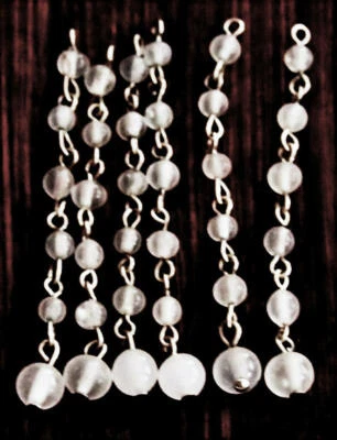 2 cuerdas de gota de cuentas de vidrio lunar clambroth de colección translúcidas 50 mm L 6 cuentas ea Foto 1 de 4