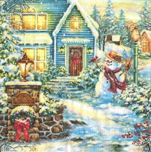 20 x Single Paper Napkins Decoupage Craft Table Christmas Evening Snowman 133 - Picture 1 of 2