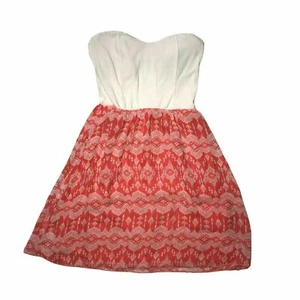 Damen Rue 21 Small ärmelloses Bandeau Top Kleid weiß koralle leicht Mini - Bild 1 von 4