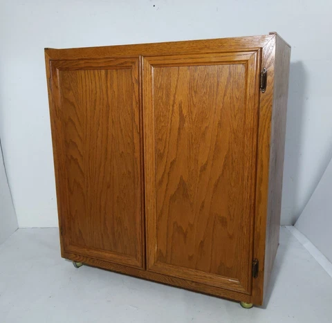 Vintage Mission Oak Wood Rolling Cabinet Bar Cart Mid Century Modern Cover