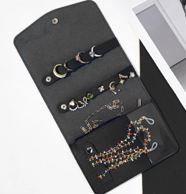 Joyería de viaje cosmética maquillaje bolsa reloj pulsera cuero vaca bolsa negro H978 Foto 1 de 4