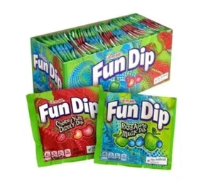 Fun Dip Bonbons 48 Stück Box Lik-M-Aid Pulver Zucker Bonbons Razzapple & Kirsche - Bild 1 von 8