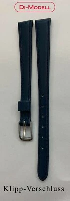 Correa de reloj de cuero genuino de 10 mm DI-MODELO cierre de clip azul-azul oscuro Foto 1 de 3