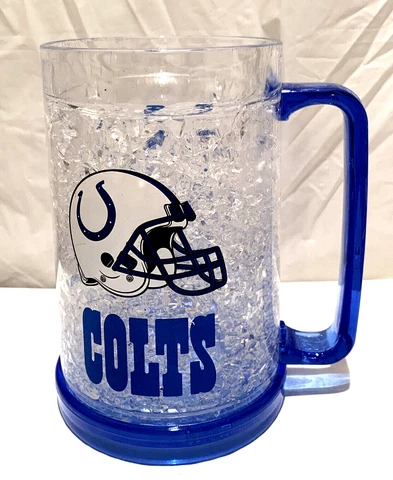Indianapolis Colts NFL Football Crystal Freezer 16oz Plastic Cup Beer Mug Style Cover