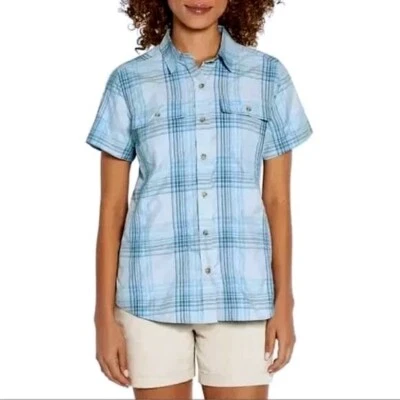 Camisa Eddie Bauer Performance a Cuadros Abotonada UPF Protección Solar Top Talla L/#6120 Foto 1 de 4