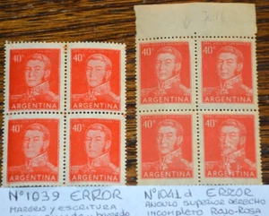Argentinien GJ N° 1241d *2*CUADROS FEHLER Marg.Sup.Der.Inkomp. 1039 Marg.Sup.Borrad - Bild 1 von 8