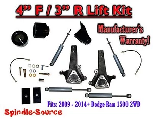 4" / 3" Spindle LIFT KIT + SHOCKS FOR 2009 - 2018 Dodge Ram 1500 (2wd ONLY) - Picture 1 of 1