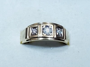 10K Gold 0,30 ctw Herrenring mit 3 natürlichen Diamanten Größe 10,75 - Bild 1 von 16