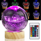 USB 3D Colorful Planet Globe Galaxy Night Light LED Crystal BedsideTable Lamp