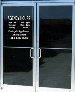 Custom Business Store Hours Sign Vinyl Decal Sticker 15x15 Window Door Glass - Picture 1 of 2