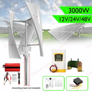 3000W 12V 24V 48V 3 Blades Wind Turbine Generator Windmill Inverter Controller - Picture 1 of 20