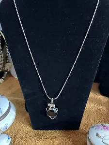 Collana Vintage Argento Sterling Am Ciondolo L12 1/2” Perline Corda Catena 925 - Foto 1 di 6