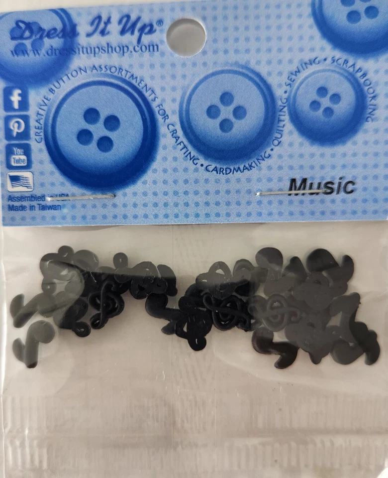 Dress It Up Music Notes Treble Clef Buttons & Embellishment -  Flat & Shank 103 - Image 1 of 1