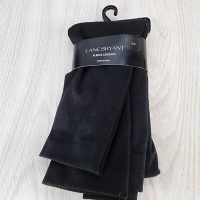 NUEVO SIN ETIQUETAS LANE BRYANT Leggings Terciopelo Vellón Talla C/D Negro Invierno Otoño Esquí Sin Pies Foto 1 de 4