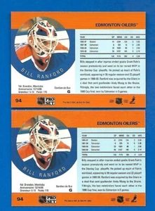 #94 BILL RANFORD ERROR SO SHIFTED STATS + CORRECTED 1990-91 PRO SET OILERS - Bild 1 von 2