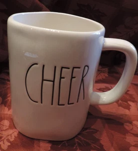 NEW OLD STOCK RAE DUNN CHEER COFFEE CUP MUG ALL WHITE VARIANT - Picture 1 of 1