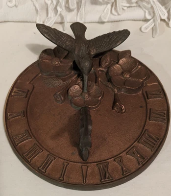 Vintage WHITE SWAN Sun Dial Solid Brass Hummingbird Garden Accents New 1995 - Image 1 of 4