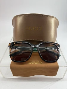 GUCCI GG0034S Rectangular Square Black Grey 54mm Damen Sonnenbrille Grün Rot - Bild 1 von 13