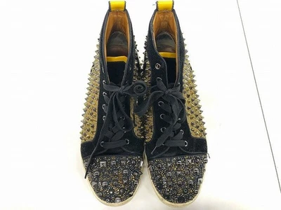 Christian Louboutin Sneakers Scarpe Taglio Alto Borchie EU 44 US 11 Giallo Au... - Immagine 1 di 4