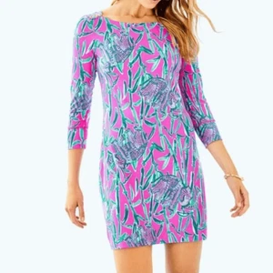 Lilly Pulitzer XL Sophie Dress UPF50 Mandevilla Pink Extra Lucky Elephant Print - Picture 1 of 9