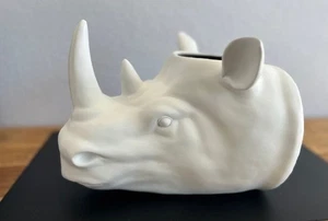Wanddekoration Blumentopf Nashorn aus Polyresin, Weiß, 25x21x19cm, NEU! - Bild 1 von 1