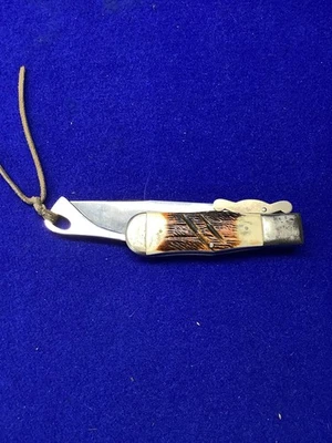 Cuchillo de seguridad vintage canicas mango de ciervo plegable Foto 1 de 4