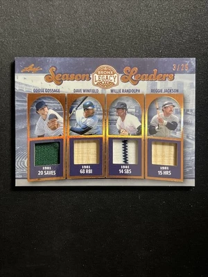 2025 Leaf Bronx Legacy Season Leaders Bat Gossage/Winfield/Randolph/Jackson /25 - Image 1 of 2