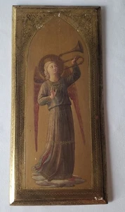 Vintage Italian Gilt Wood Wall Plaque Angel with Trumpet  F.lli Alinari Flore - Picture 1 of 11