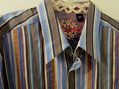 Robert Graham классический крой Flip манжеты синий серый желтовато-коричневый кнопка рубашка -2XLB - Изображение 1 из 4