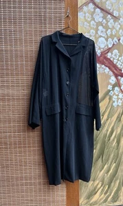 90’s Dolce & Gabbana Black Wool Robe Dress Sheer Coat Size 40 Made In Italy - Picture 1 of 9