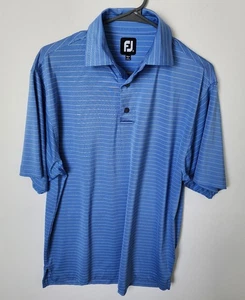 Polo de golf FJ Footjoy para hombre pequeño rendimiento azul blanco a rayas que absorbe la humedad - Imagen 1 de 10