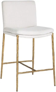 Uttermost 23844 Ascend 18"W Metal and Polyester Accent Stool - Aged Gold / White - Picture 1 of 5