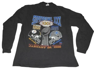 T-shirt manica lunga vintage 1996 Super Bowl XXX Steelers Cowboys XL made in USA - Foto 1 di 6