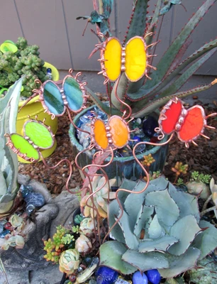 彩色玻璃植物桩捕蝇器 (x5) 万圣节礼物装饰 — 第 1/4 张图片