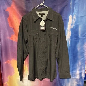 Dri-Duck Shirt Husqvarna Black Long Sleeve Hunting Vented Button Down Shirt SZ L - Picture 1 of 13