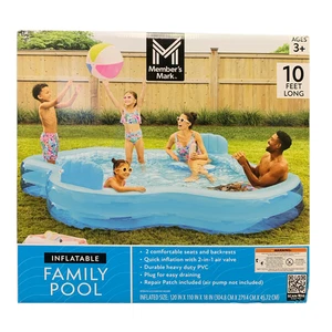 Member's Mark Piscina Gonfiabile per Famiglie a 2 Posti, Lunga 10 Piedi, Gonfiabile Rapido - Foto 1 di 2