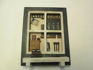 Vintage Schoolhouse Plaque 3-Dimensional Blackboard, Desk, Books, Dunce - Picture 1 of 3