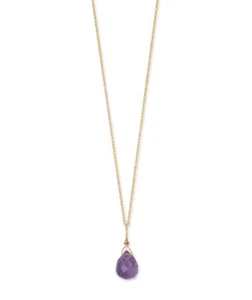 Collar de piedra de nacimiento de oro amarillo de 14 K con amatista - febrero - Imagen 1 de 1
