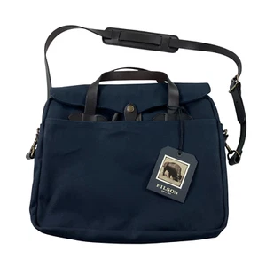 Filson Rugged Twill Original Aktentasche Trense Leder + Messing Navy Neu mit Etikett - Bild 1 von 7