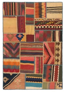 Kelim Patchwork Tissés à la Main 153x105 cm-Perserteppich Tapis Orient Kélim - Picture 1 of 8
