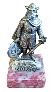 Norge 3.5" Pewter Viking Figurine on Thulitt Stone of Norway - Picture 1 of 6