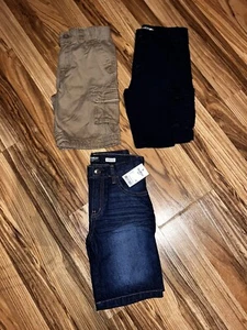 Oshkosh B’gosh First Wave Boys Shorts Jean Denim Cargo Khaki Sz 7 Lot Of 3 - Picture 1 of 10